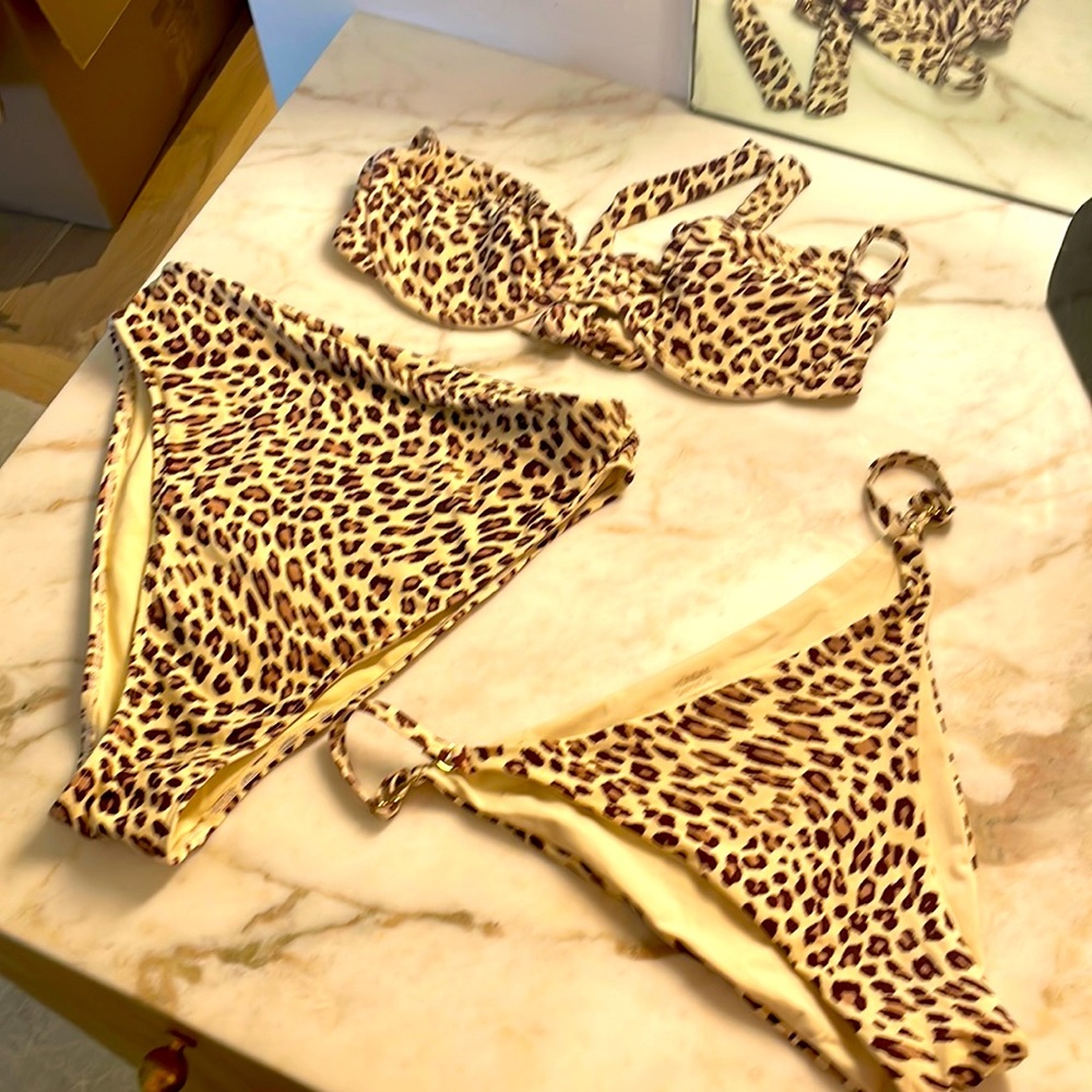 Monday swimwear animal print swimsuit with two bottoms